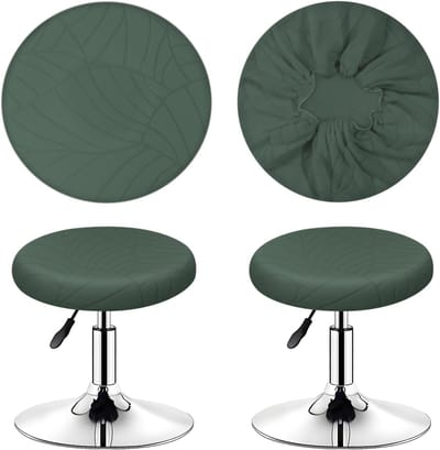 Ronde Jacquard Stoelbekleding voor Stools van 30-40 cm - Wasbaar, Onderhoudsvriendelijk en Duurzaam, Geschikt voor Ronde en Vierkante Stools (2, Groen)