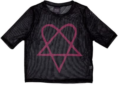 Him - Pink Heartagram Crop top - XS - Zwart