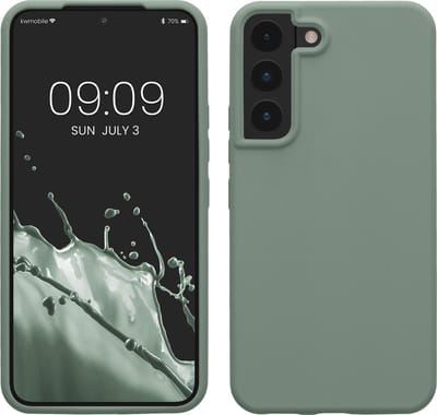 kwmobile telefoonhoesje geschikt voor Samsung Galaxy S22 - Hoesje met siliconen coating - Smartphone case in Regenwashed groen