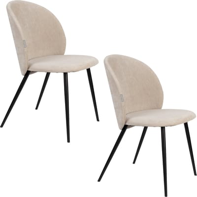 Zuiver Cozy Eetkamerstoelen Beige - Set van 2