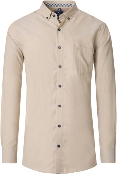 Redmond comfort fit overhemd - Oxford - beige