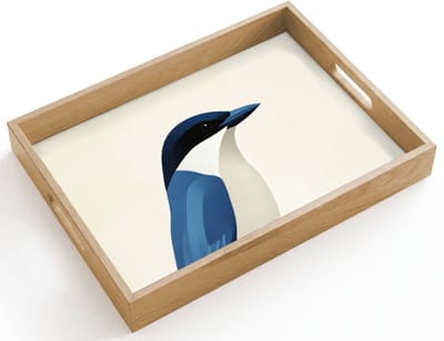 Dienblad hout 40x30 cm - Schootdienblad - Illustratie - Blauw - Vogel - Borrelplank rechthoek - Plateau dienbladen