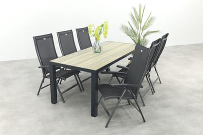 Hartman Salvatore/Nola verstelbare tuinset 210x90 cm. - Antraciet/Houtlook