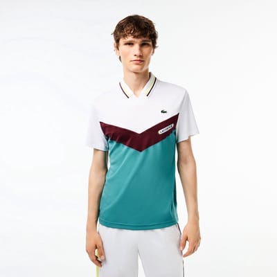 Lacoste Polo Heren T Shirt Medvedev New York Day Polo White/Limeira- Maat L