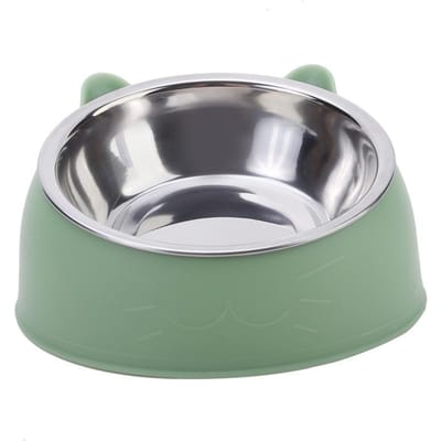 1 stuk kattenvoerbak, schattige, creatieve, schuine voerbak voor kittens en puppy's, roestvrij staal, drinkbak voor katten, honden en katten. gray