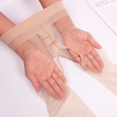 Ultra-dunne Open-kruis Panty Kousen Parelmoer Panty Kousen Sexy Leuk Uitgesneden Glanzend 2D Niet-uit-trekbare Sokken voor Vrouwen Y19516YY-one size beige
