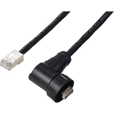 TRU COMPONENTS TC-E13T-MR5-MCD/NCA-0.5PV-S RJ45 haaks mannelijk IP67 (schroefdraad) kabel CAT5e 0,5 m TC-13543636 Aantal polen (sensoren) 8 Zwart 1