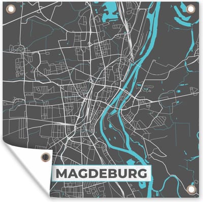 Tuin poster Stadskaart – Magdeburg – Duitsland – Plattegrond – Kaart - 200x200 cm - Tuindoek