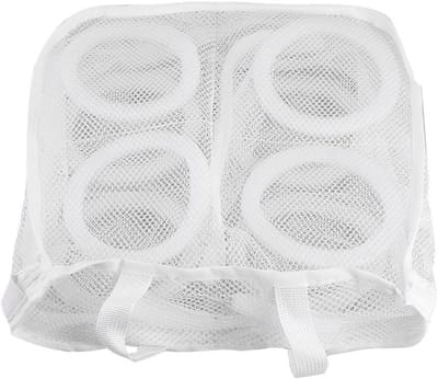 Waszak met rits - Opbergnet - Kleding beschermen - Ademend nylon - 26 x 25 cm - Wit