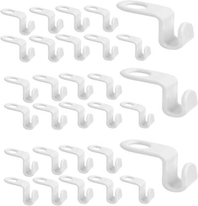 30 Witte S-buckle hangers, plastic connectoren voor kleding, kastorganizer en kledingopslag, ideaal voor het verbinden en organiseren van kleding in de garderobe