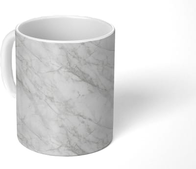 Mok - Koffiemok - Klassiek - Marmer print - Grijs - Mokken - 350 ML - Beker - Koffiemokken - Theemok
