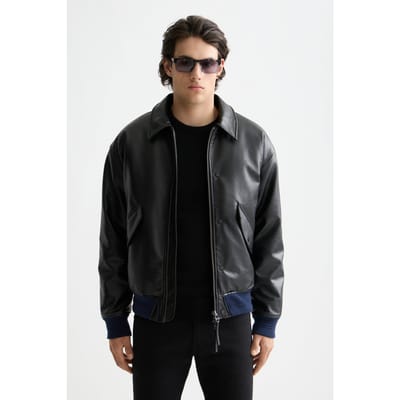Scotch & Soda Faux Leather Puffer Meteorite Taglia: M | Giacche di pelle Outlet | Uomo