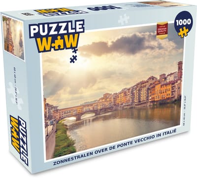 Puzzel Zonnestralen over de Ponte Vecchio in Italië - Legpuzzel - Puzzel 1000 stukjes volwassenen