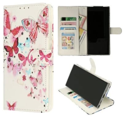 Cityhoesje Bookcase iPhone 14 Pro – Print Vlinder Wit