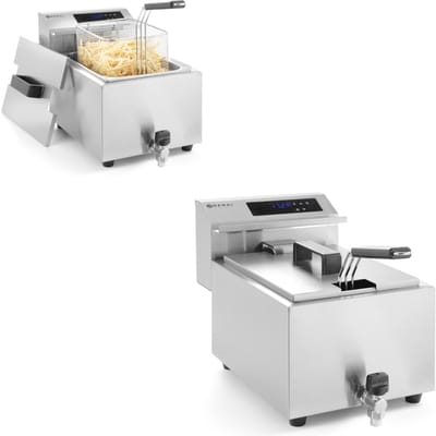 HENDI Digitale friteuse met aftapkraan – 8 liter – roestvrij staal – koude zone – 3500W