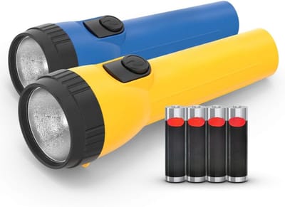 RONN® Zaklamp op batterijen - Zaklamp - Zaklampen - Geel/Blauw - ‎40cm x 79cm x 180cm
