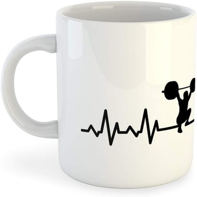 Mok Hartslag Gym - Fitness Mok - Koffie Drinken - Uniek Design - 325 ml - Wit