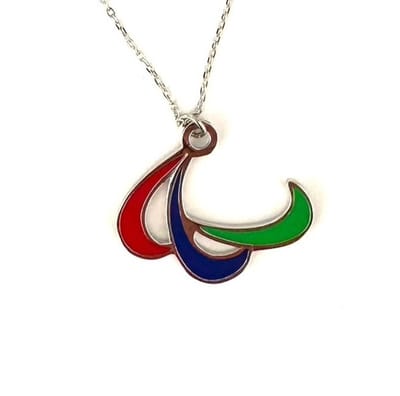 SportPresent® - Zilveren Ketting - Paralympische Spelen - Kleur - 925 - Silver - Ketting - Torino 2026 - Agitos - Milano - Rolstoel - Handicap - Zilver - Sportsieraad - Sieraden - Sportsieraden - Sieraad OS - Sieraad Sport
