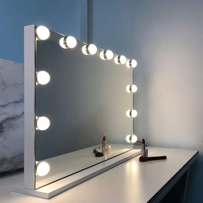 Hollywood Make-upspiegel met ledlampen en touch-bediening - Grote make-upspiegel met dimbare verlichting - Schminkspiegel met 12 lampen (Wit)