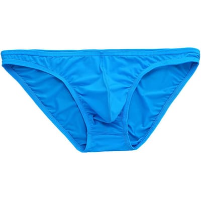 Heren Slips IJszijde Ultradunne Lage Taille Ondergoed met Onafhankelijke Zak Effen Kleur Elastisch Ademend Ondergoed L blauw