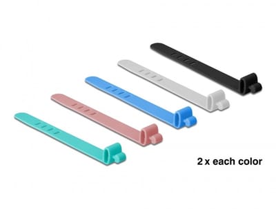 Delock Silicone Cable Ties reusable 10 pieces assorted colors