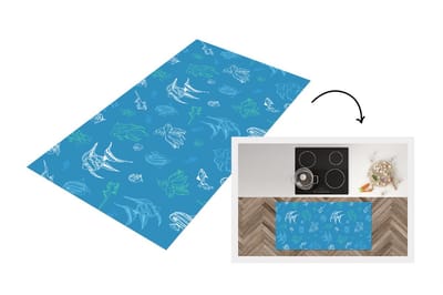 Keukenloper - Loper keuken - Vissen - Pastel - Patronen - Zee - 120x60 cm - Keukenloper vinyl