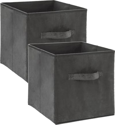 5Five Opbergmand/kastmand - Set van 2x stuks - grijs - 29 liter - 31 x 31 x 31 cm - Opbergboxen - Vakkenkast manden - polyester