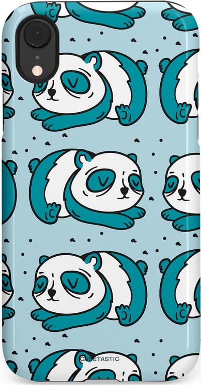 Casetastic hoesje geschikt voor Apple iPhone XR - Dubbellaagse bescherming - Panda dromen - Fashion Case - Lichtgrijs Petrol Wit