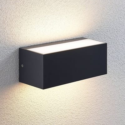 Lindby - LED wandlamp buiten - 1licht - Polycarbonaat, ABS - H: 9 cm - donkergrijs (RAL 7024), wit - Inclusief lichtbron