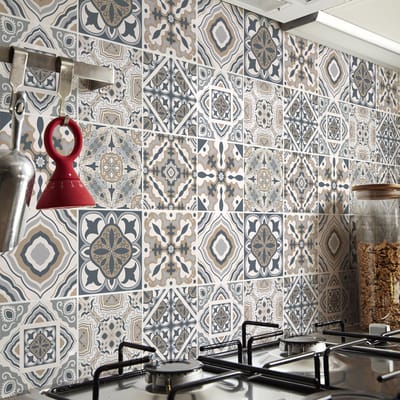 Muurstickers - Zelfklevende tegelmuurstickers voor keuken en badkamer - 9 Renzo Azulejo tegelstickers - 9 stickers 10x10cm