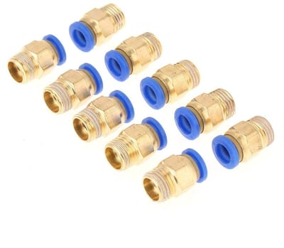 Allecto - Pneumatische Snelkoppeling - 10 Stuks - Geschikt voor Luchtfitting - G1/4" - Messing Afwerking - Push-In Adapter