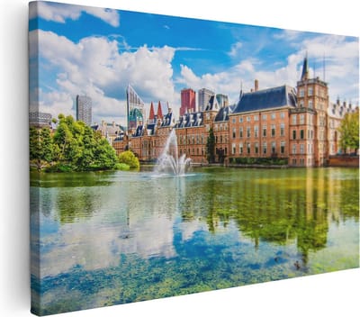 Artaza Canvas Schilderij Binnenhof - 30x20 cm - Klein - Wanddecoratie Stad - Muurdecoratie Skyline - Kamer Accessoires