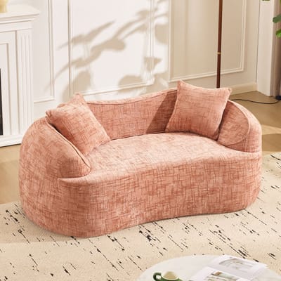 REDOM Gebogen 2-zitsbank - Ergonomische Bank met Verenkern - Modern Design - Voor Woonkamer - Schuim en Verenkern - Roze - 170x87x65 cm