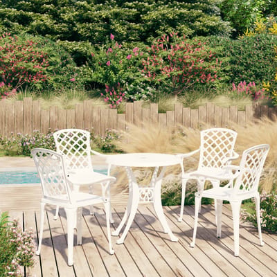 vidaXL - 5-delige - Bistroset - gietaluminium - wit