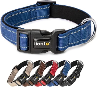 lionto reflecterende hondenhalsband, verstelbaar 20-30 cm XS blauw