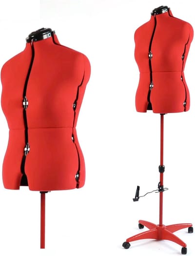 Verstelbare vrouwelijke jurkvorm maat 12-18 - 13 stelwielen, hoogte 42-60 inch, afneembare rolbasis - Medium