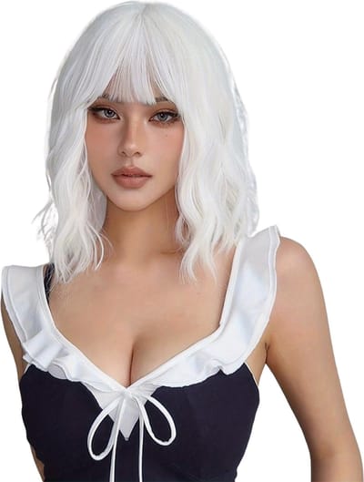 Nivard Pruiken Dames - Lang Haar - Cosplay Pruik - Hair Wig - Wit - 35cm