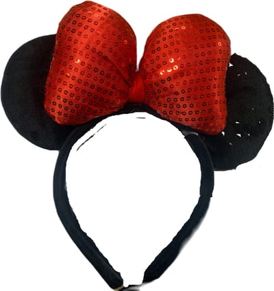 Muizenoren rood glitter - grote strik Rood
