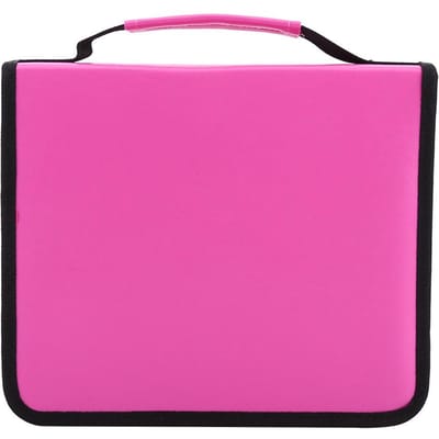 Trousse à crayons pliable en cuir PU à 120 emplacements, grande capacité, fermeture éclair, rouge rose white