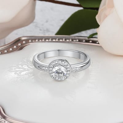 Bagues de fiançailles en argent sterling 925 avec solitaire personnalisé pour femmes 9 gray