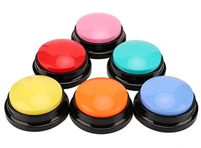 Dailygoods- Opnameknoppen 6 Stuks - Multifunctionele Draagbare Knoppen - 30 Seconden Opname - Training Honden/Katten - Gebruiksvriendelijk Ontwerp - Luide Klikgeluid - Hondcommunicatieknop