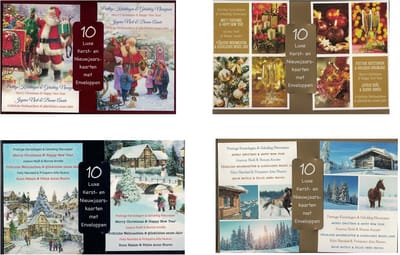 DDD Cards 10 kerstkaarten internationaal - Europees talen - mix - Zakelijke kerstkaart - Met enveloppen - Engelse tekst - Franse tekst - Duitse tekst -