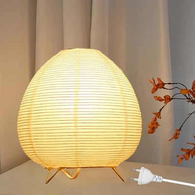 Elegante Tafellamp met Rijstpapier Lampenkap - Tijdloos Design voor Slaapkamer en Woonkamer (H21cm, Wit)
