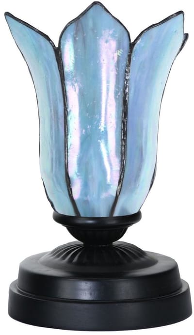 Tiffany lage tafellamp zwart met Gentian Blue - Art Deco Trade