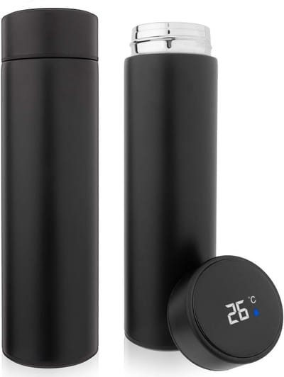 Thermosfles met temperatuurweergave - Een - 500 ml - Zwart - Ideaal voor reizen en sporten