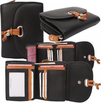 Dariya Portemonnee 3003 Zwart Tan Leer