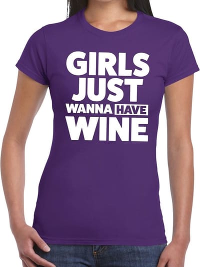 Girls just wanna have Wine tekst t-shirt paars dames - dames shirt Girls just wanna have Wine S