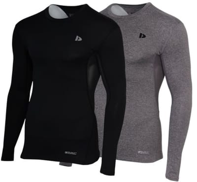 2-Pack Donnay - Baselayer Longsleeve - Thermo/Sportshirt - Heren - Black/Charcoal-marl (1076) - maat S