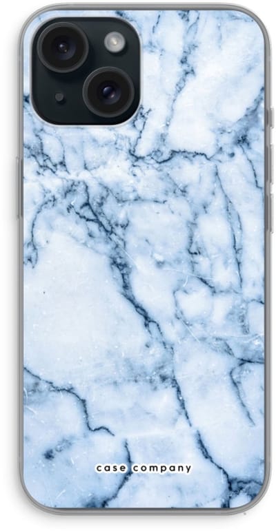 Case Company® - Hoesje geschikt voor iPhone 15 hoesje - Blauw marmer - Soft Cover Telefoonhoesje - Bescherming aan alle Kanten en Schermrand