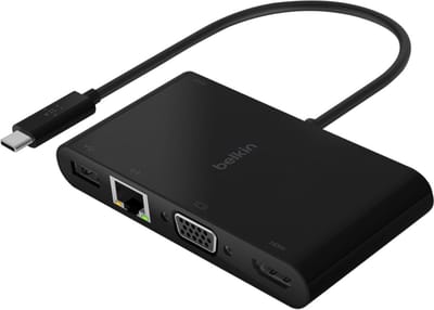 Belkin USB-C multimedia oplaadadapter - 100 W (HDMI 4k, VGA, Gigabit Ethernet, USB-A 3.0)